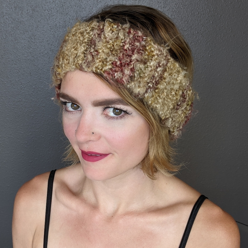 Tan knotted knit headband